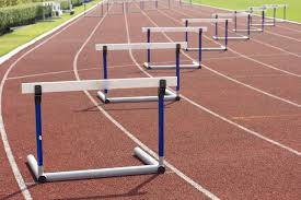 hurdles on a track