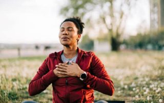 woman appreciating presence